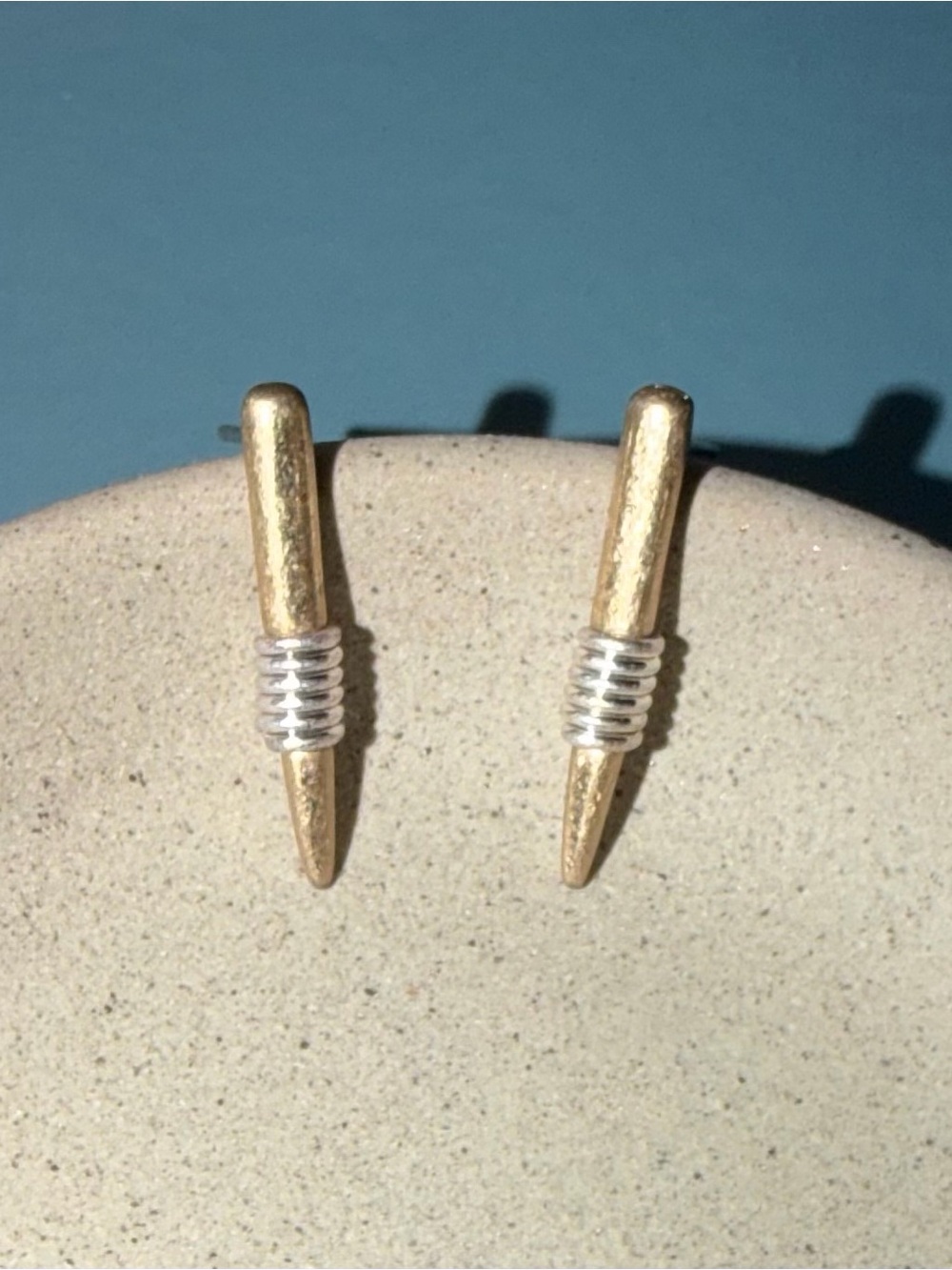 Gold and Silver Spike Stud Earrings - Minimalist Women's Jewelry